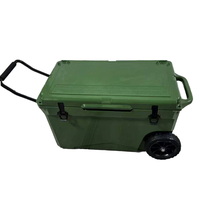 Glacière à Roues Haute Performance LLDPE 60QT/75QT, Glacière de Camping Robuste pour Stockage de Bière et Pêche, Boîte Isotherme Rotomoulée