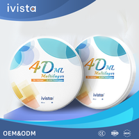 Ivista 4D ML Blok Zirkonia Gigi Multilayer Translusensi Tinggi Untuk Restorasi Veneer Anterior, Disc Milling Buatan Khusus