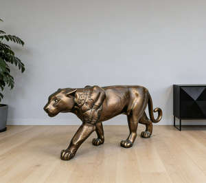 屋外庭園装飾等身大ブロンズ鋳造動物像真鍮製パンサー像 - Product Image 2