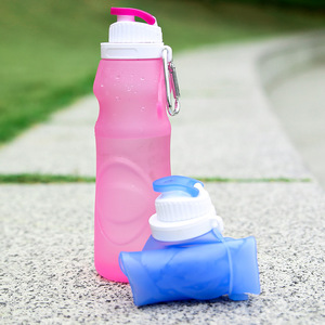 Bouteille d'eau pliable en silicone 550 ml, gobelet de voyage réutilisable, bleu transparent, violet, rouge - Product Image 3