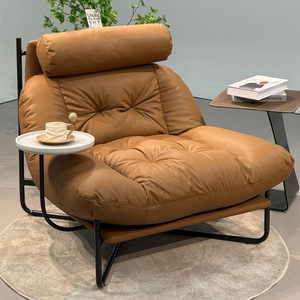 Роскошное современное кресло-шезлонг на одно место с комфортным наполнителем из губки, регулируемой высотой и экологичной кожей для использования в отелях - Product Image 2