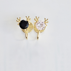 Orecchini a Clip Mini Corno <span class=keywords><strong>di</strong></span> <span class=keywords><strong>Cervo</strong></span> con Zirconi, Placcati Oro 14K, a Spirale, Comodi, Senza Foro, da Donna, per Uso Quotidiano e Feste, Gioielli all'Ingrosso - Product Image 2