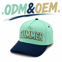 Casquette de baseball ajustable bicolore vert menthe et bleu marine avec broderie 3D et logo lettre SUMMER, personnalisable OEM ODM pour sports de plein air