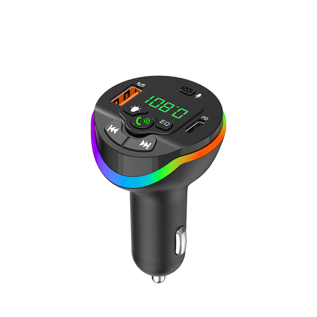 Hot Selling Car Mp3 Players Support TF/USB Card Type-C USB Car Charger Portable RGB Light Wireless BT FM Transmitter