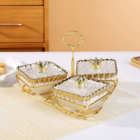 Assiette carrée en porcelaine, style européen et minimaliste, pour fruits, collations et bonbons, avec support en fer