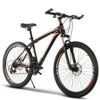 Vélo de montagne avec cadre en acier, jantes en alliage d'aluminium, frein à disque, 21 vitesses, roues de 20 à 29 pouces, fourche à suspension, cadre rigide, capacité de charge de 120 kg
