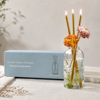 Ensemble de bougies éternelles 3 pièces, bougeoirs en métal doré, bougies à huile rechargeables sans fumée, boîte cadeau pour la décoration de table à la maison