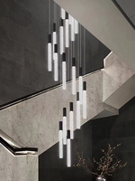 Lustre en verre de grande taille à 16 ou 18 lumières, nouveau style tendance, fonction de télécommande à intensité variable pour escalier