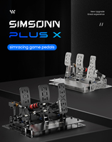 Joystick de Carreras SIMSONN, Simulador de Derrapes, Pedales Metálicos Plateados Plusx para PC, Conexión por Cable, Ecológico