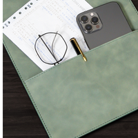 Organizador de papel A4 Portapapeles de escritura de negocios Tableta de escritura Portapapeles A4 Carpeta de archivos de cuero PU Administrador Tablero de firmas