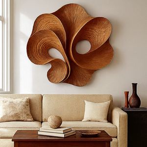 Decorazione Rustica per la Casa, Scultura <span class=keywords><strong>in</strong></span> <span class=keywords><strong>Legno</strong></span> Intagliato, Arte Murale <span class=keywords><strong>in</strong></span> <span class=keywords><strong>Legno</strong></span> Massiccio, Decorazione Naturale Moderna per Pareti - Product Image 2