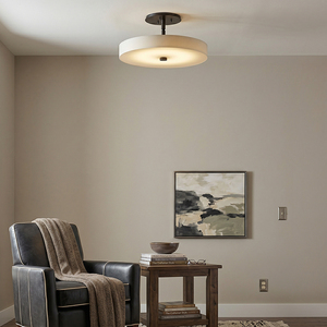 Alabaster Ceiling <b>Light</b> Brass Modern Minimalist Semi-Flush Mount Bedroom Hallway Lamp LED AC Designer High-End Translucent Stone - Product Image 3