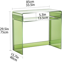 Source Usine Personnaliser Durable Moderne Style Vert Transparence Acrylique Bureau D'ordinateur Table De Chevet avec Tiroir pour la Maison Tenir