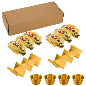 נירוסטה קלאסי עמיד <span class=keywords><strong>Taco</strong></span> מחזיק מעמד מתלה מגש ידידותי לסביבה מקסיקני מדפי פנקייק עם דפוס הצמח - Product Image 5