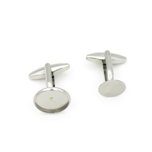 Mancuernillas de Acero Inoxidable con Bisel Redondo, Diseño Geométrico Formal para Hombre AN1429 - Product Image 1