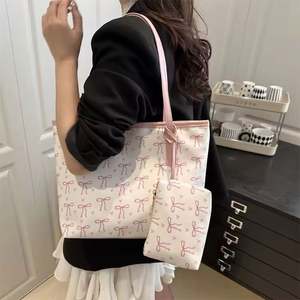 THK0524 New Large Tote <b>Bag</b> With <b>Purses</b> <b>Set</b> Bow Printed Fashionable Female Trend Shoulder Ladies Handbags - Product Image 3