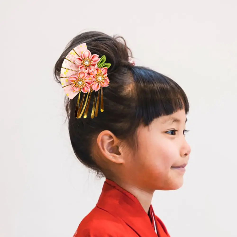 日本の花かわいいハンボキヘアクリップ子供キッズ幼児着物ゆかたヘアサイドクリップ