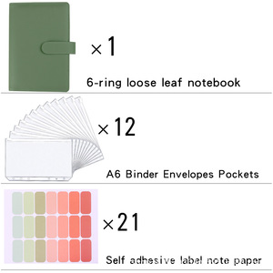 Carnet de budget en cuir PU A6 avec fermeture éclair, 50 feuilles, couleur macaron, idéal pour les achats transfrontaliers et comme cadeau - Product Image 3