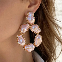 Pendientes Grandes de Perlas y Turquesa para Mujer, Diseño Exagerado, Estilo Retro, Lujosos, Huecos, Punk, Marca Kaimei 2027