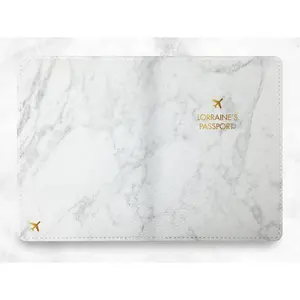 Unisex High Quality Wholesale Factory Custom Marble Card  Fake Leather Passport Cover