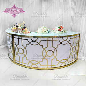 Table à barre de tirage pliable en acier inoxydable pur 24K pour événements de mariage, clubs, meubles en métal durable, nouveau design - Product Image 1