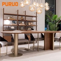 Puruo vente en gros de meubles de salle à manger à usage domestique chaise de salle à manger en tissu de lin vetlet avec cadre en or brossé