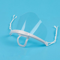 Protège-bouche anti-éclaboussures en PET pour restaurant, masque transparent en plastique réutilisable anti-buée avec motif souriant