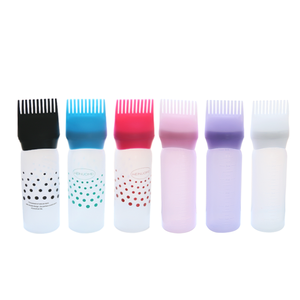 Brosse à cheveux de coiffure de barbier vide 6oz 180ml 2 en 1 bouteille ronde en plastique d'applicateur de peigne de nettoyage de teinture de cheveux avec échelle - Product Image 4