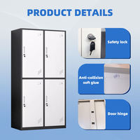 Armoire de rangement en acier à quatre portes verrouillable, casier de vestiaire pour salle de sport, ateliers modernes, stock disponible