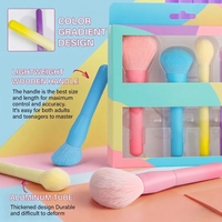 JLY Juego de 6 Brochas de Maquillaje Multicolor con Caja de Regalo, Pelo Sintético Suave, Herramientas Cosméticas Portátiles para Rostro y Ojos, Mini Set de Brochas de Maquillaje
