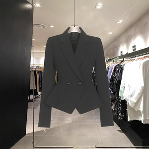 <span class=keywords><strong>Blazer</strong></span> <span class=keywords><strong>Corto</strong></span> da <span class=keywords><strong>Donna</strong></span> alla Moda con Orlo Irregolare, Stile OL, Slim Fit, Doppiopetto, per Abbigliamento da Lavoro - Product Image 4