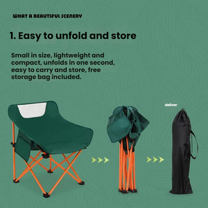 Sedie Pieghevoli da Esterno, Sgabelli Portatili da Campo, Sedie da Spiaggia, Sedie da Campeggio Leggere con Telaio in Acciaio <span class=keywords><strong>e</strong></span> Tessuto Oxford, Design Moderno - Product Image 2
