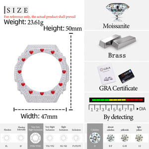 Boîtier de montre de haute qualité avec testeur de diamants, en forme de cœur en émail rouge, serti de diamants Moissanite VVS, pour GA2100 - Product Image 6