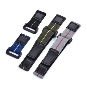 JUELONG High Quality Custom Hybrid Loop Elastic Nylon And Leather Solo Adjustable Nylon Watch Strap Wrist Watch Band 20mm 22mm
