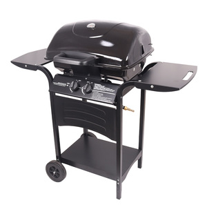 Double Head Gas Grill Large American Style With <b>Trolley</b> Portable <b>Foldable</b> Smokeless Outdoor BBQ Grills - Product Image 3