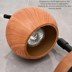 Lampe chauffe-bougie sans flamme à intensité variable, réglable en hauteur, style nordique minimaliste, avec abat-jour en fer imitation bois, pour chambre et décoration intérieure - Product Image 3
