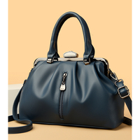 Sac à bandoulière en cuir PU bleu pour femme, sac à main à grande capacité avec fermeture éclair, style vintage pour les voyages quotidiens