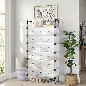 Wholesale 7-Layer Carbon Steel Dustproof Shoe Rack Detachable Storage Stand Modern Square Design for Living Room Entryway <b>Tools</b> - Product Image 1