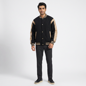 FINER THREADS Vestes universitaires personnalisées avec logo - 100% coton, vestes d'hiver à col montant, logo sur le devant recouvert - Product Image 1