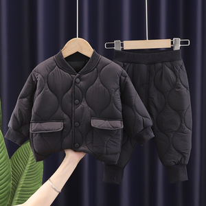 Bộ đồ thu đông bé trai dày dặn ấm áp chất liệu <span class=keywords><strong>cotton</strong></span> hai mảnh bán buôn quần áo trẻ em - Product Image 3