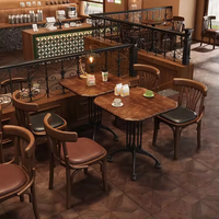 PLUS DESIGN Vente en gros Ensembles de bar de magasin moderne Industrial Bistro Vintage Metal Tables et chaises Wood Coffee Dining Restaurant Booth