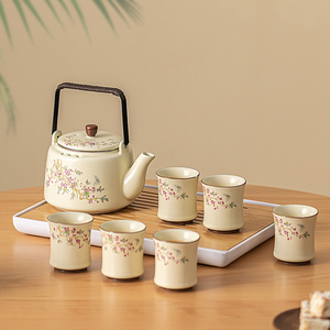 ชุดกาน้ำชาดอกวิสทีเรียพร้อมถ้วยชาแบบขายส่ง ชุดน้ำชาเตาเผา Ru ชุดน้ำชาจีน กล่องของขวัญ - Product Image 6