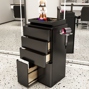 Mueble de Almacenamiento para Salón de Belleza y Barbería con Soporte para Secador de Pelo - Product Image 4