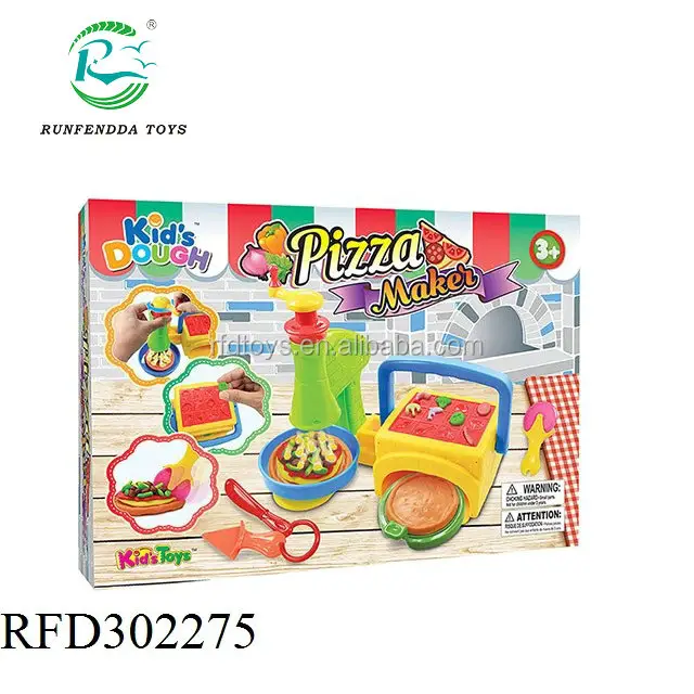 Anak-anak Bermain Mainan Adonan Warna Lumpur Pizza Mesin Set Plasticine Pemodelan Tanah Liat