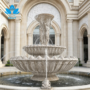 Fontana da Giardino Piccola per Esterni in Pietra Classica a Due Livelli con Scultura Intagliata per Progetti di Hotel, Piazze e Cortili - Product Image 1