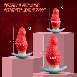 Plug Anal de Silicona Impermeable con Forma de Fresa y Color Rojo Rosa, Modelo YX-GS194, para Adultos, Marca Iris YX - Product Image 2