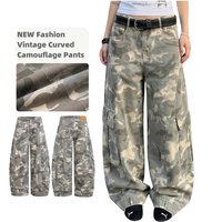 Jean camouflage vintage style américain, design homme et femme, pantalon large décontracté, salopette taille haute