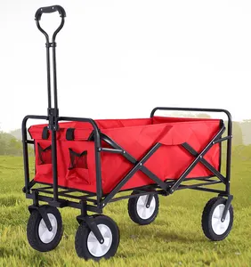 Büyük kapasiteli kamp arabası vagon açık taşınabilir piknik plaj sepeti arabası kum büyük tekerlekler için