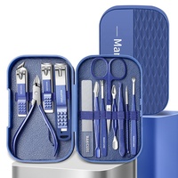 Ensemble de manucure et pédicure 12 pièces, kit de coupe-ongles en acier au carbone, pince à cuticules, ciseaux de manucure, ensemble d'outils pour les ongles avec étui de rangement