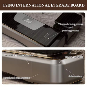 Muebles de oficina modulares Diseño moderno Escritorio de oficina ejecutivo negro de lujo Forma de ceol Silla y mesa de oficina de madera estética - Product Image 6